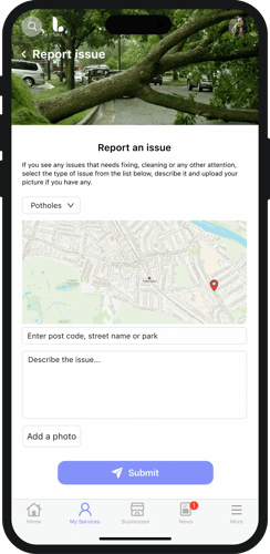 Loci app report a local issue to your council