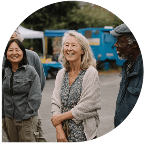 Local residents smiling about the Loci App